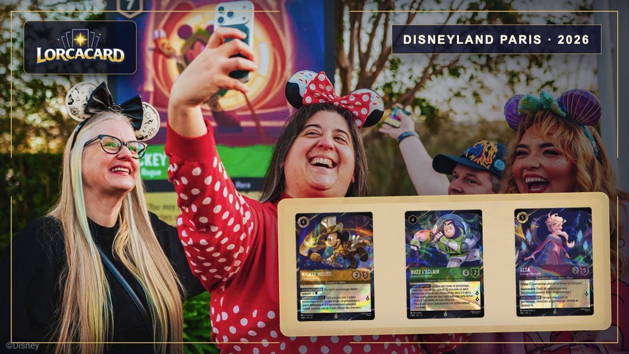 Les 3 cartes promo Lorcana de Disneyland Paris 2026