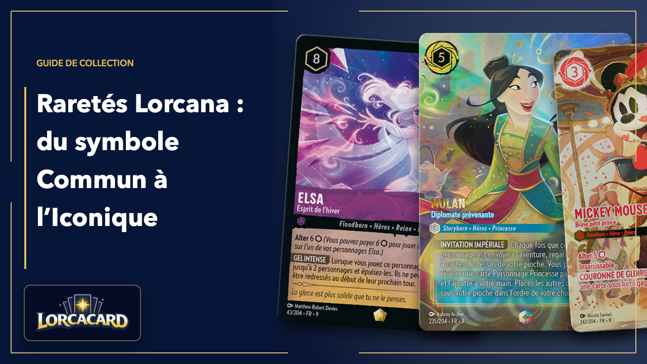 Raretés Disney Lorcana : symboles, Épiques, Enchantées et Iconiques